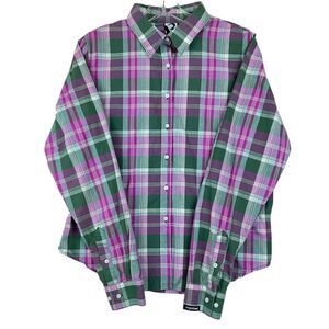 Rockies Jeans Wear Shirt Lg Plaid Long Sleeve Button Western Rodeo Vintage